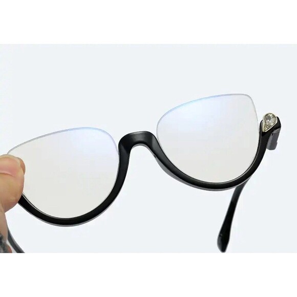 New Retro Anti Blue Light Cat Eye Glasses For Women With Diamond Fashion General - Picture 10 of 12